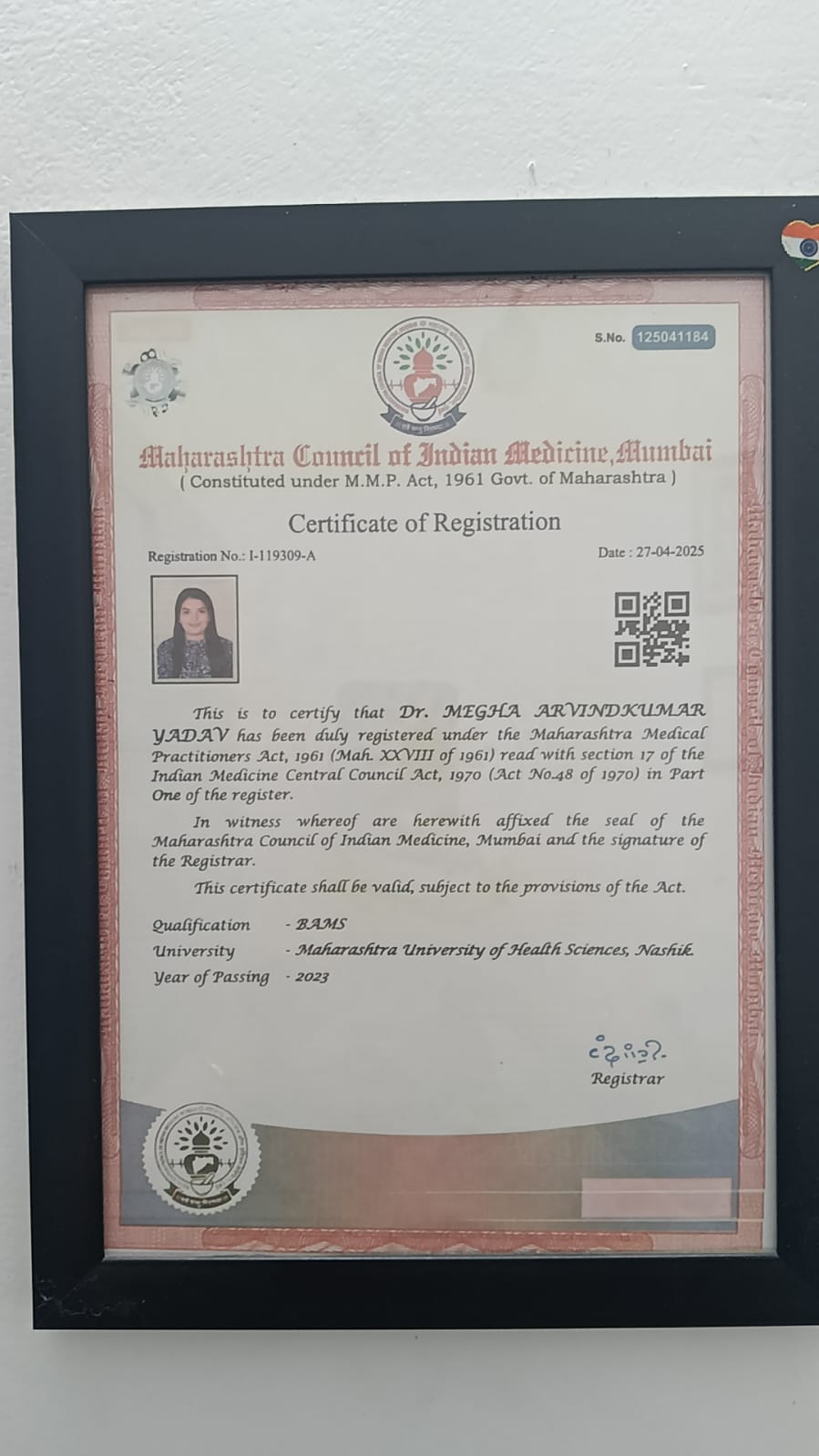Best Ayurvedic Clinic Award certificate2